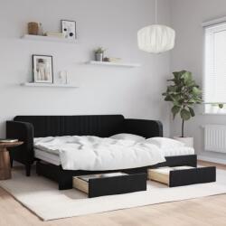 vidaXL fekete kihúzható bársony heverő fiókkal 90 x 190 cm (3197150)