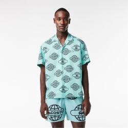 Lacoste Риза с къс ръкав Lacoste Men's Globe Print Cotton Short Sleeve Relaxed Fit Shirt - Mint/Black