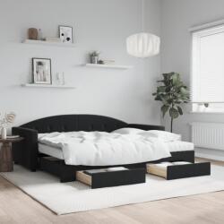 vidaXL fekete kihúzható bársony heverő fiókkal 90 x 190 cm (3197388)