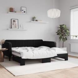 vidaXL fekete kihúzható bársonyheverő 90 x 190 cm (3197078)