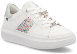 RIEKER Revolution női fűzős fehér-multikolor mix sneaker félcipő W1202-83