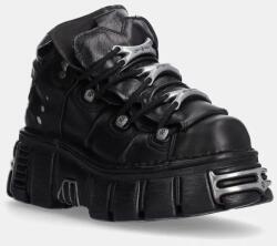 New Rock bőr sportcipő Itali Negro + Nomada Negro + Tower Negro Acero fekete, M-106-S1 - fekete Női 42