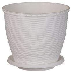 ENGER cserép + alátét rattan 22 x 21 cm, 6 L, fehér (6424025017197)