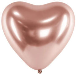 Latex lufi 11" 28cm chrome, Glossy rosegold szív (LUFI611029)