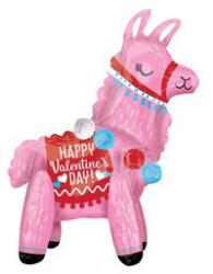 Nagy fólia lufi 22" 56cm "Happy Valentines Day " , láma, n4052301, levegővel tölthető (LUFI293296)