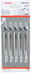 Bosch Set 5 pânze pentru ferăstrău vertical, Clean for Wood T301CD, 117 mm (2608637590)