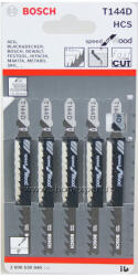Bosch Set 5 pânze pentru ferăstrău vertical, Speed for Wood T144D, 100 mm (2608630040)