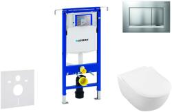Geberit Duofix - WC modul nyomógombbal Sigma30, matt króm/króm + Villeroy Boch - WC és ülőkéje, DirectFlush, SoftClose, CeramicPlus 111.355. 00.5 NI7 (111.355.00.5 NI7)