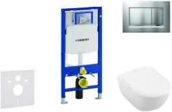 Geberit Duofix - WC modul nyomógombbal Sigma30, matt króm/króm + Villeroy Boch - WC és ülőkéje, DirectFlush, SoftClose, CeramicPlus 111.300. 00.5 NI7 (111.300.00.5 NI7)