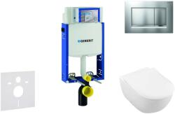 Geberit Kombifix - WC modul nyomógombbal Sigma30, matt króm/króm + Villeroy Boch - WC és ülőkéje, DirectFlush, SoftClose, CeramicPlus 110.302. 00.5 NI7 (110.302.00.5 NI7)