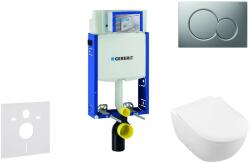 Geberit Kombifix - WC modul nyomógombos Sigma01, matt króm + Villeroy Boch - WC és ülőke, DirectFlush, SoftClose, CeramicPlus 110.302. 00.5 NI3 (110.302.00.5 NI3)