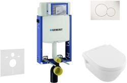 Geberit Kombifix - WC modul nyomógombbal Sigma01, alpesi fehér + Villeroy Boch - WC és ülőkéje, DirectFlush, SoftClose, CeramicPlus 110.302. 00.5 NB1 (110.302.00.5 NB1)