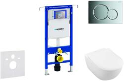 Geberit Duofix - WC modul nyomógombos Sigma01, fényes króm + Villeroy Boch - WC és ülőke, DirectFlush, SoftClose, CeramicPlus 111.355. 00.5 NI2 (111.355.00.5 NI2)