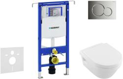 Geberit Duofix - WC modul nyomógombbal Sigma01, fényes króm + Villeroy Boch - WC és ülőke, DirectFlush, SoftClose, CeramicPlus 111.355. 00.5 NB2 (111.355.00.5 NB2)