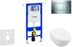Geberit Duofix - WC modul nyomógombbal Sigma30, fényes króm/matt króm + Villeroy Boch - WC és ülőkéje, DirectFlush, SoftClose, CeramicPlus 111.355. 00.5 NI6 (111.355.00.5 NI6)