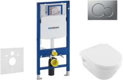 Geberit Duofix - Villeroy & Boch falra szerelhető WC és ülőkés szett, Sigma01 gombok, DirectFlush, SoftClose, CeramicPlus, matt króm 111.300. 00.5 NB3 (111.300.00.5 NB3)