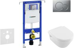 Geberit Duofix - Villeroy & Boch falra szerelhető WC és ülőkés szett, Sigma01 gombok, DirectFlush, SoftClose, CeramicPlus, matt króm 111.355. 00.5 NB3 (111.355.00.5 NB3)