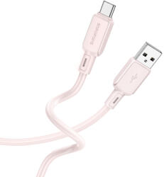 BOROFONE Kábel BX94 Crystal szín - USB - Typ C - 3A 1 méter világos rózsaszín,