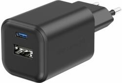 SWISSTEN GaN 1x USB-C 45 W PD + 1x USB-A 18 W QC töltőfej - fekete (22071310)