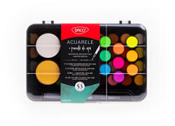 Daco Acuarele Daco AR053, 53 culori ( Fluorescente, Metalizate, Clasice) + Pensula cu Rezervor (AR053)