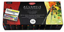 Daco Acuarele Daco AR050, 50 culori, cutie metalica + Pensule si accesorii (AR050)