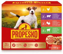 Propesko Propesko Dog Plic pui/vită/curcan/miel în sos 12 x 100 g