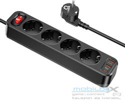 hoco. extension cord 1 socket + USB A + 3 x Type C PD QC3.0 3A 67W NS9 2 m black