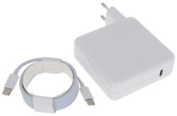 Utángyártott PT007863 MacBook laptop töltő adapter, utángyártott, 87W PD, 1m-es USB Type-C kábellel, fehér (PT007863)