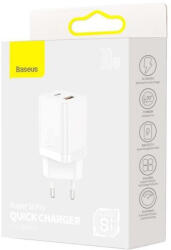 Baseus Super Si Pro gyorstöltő USB + USB-C 30W (Fehér) (CCSUPP-E02)