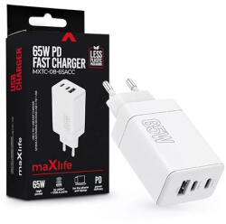 Maxlife ML081100 65W 2xType-C + USB fehér gyorstöltő adapter (ML081100) - haztartasibolt