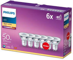 Philips 6 db LED halogén izzó készlet GU10 PAR16 4.6W = 50W 355lm 2700K Meleg 36° PHILIPS (8718696586013)