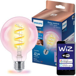 Philips LED izzó E27 G95 6, 3 W = 40 W CCT + RGB többszínű FILAMENT SMART WiFi Philips WiZ (PHWIZ0755)