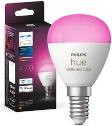 Philips LED izzó E14 P45 5, 1 W CCT RGB többszínű PHILIPS HUE Fehér és SZÍNES Ambiance Bluetooth Zigbee (8719514491229)