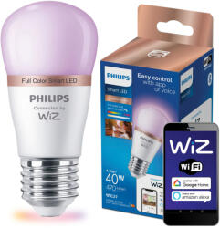 Philips LED izzó E27 P45 4, 9W = 40W 2200-6500 + RGB többszínű SMART WiFi Philips WiZ (PHWIZ0725)