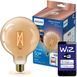 Philips LED izzó E27 G125 7W = 50W izzószál borostyán SMART WiFi Philips WiZ (PHWIZ0785)
