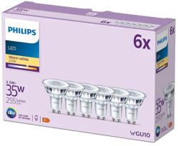 Philips 6 db LED halogén izzó készlet GU10 PAR16 3.5W = 35W 255lm 2700K Meleg 36° PHILIPS (8719514455054)