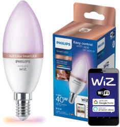 Philips LED izzó E14 C37 4, 9W = 40W 2200-6500 + RGB többszínű SMART WiFi Philips WiZ (PHWIZ0675)