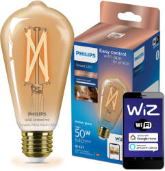 Philips LED izzó E27 ST64 7W = 50W izzószál borostyán SMART WiFi Philips WiZ (PHWIZ0740)