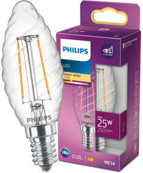 Philips LED izzó E14 BW35 2W = 25W 250lm 2700K meleg izzószál PHILIPS (8718699762353)