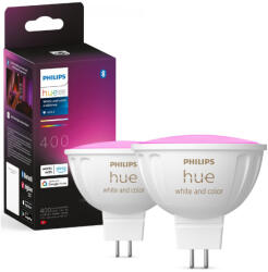 Philips 2PAK LED izzó MR16 6, 3 W CCT RGB többszínű PHILIPS HUE White & COLOR Ambiance Bluetooth Zigbee (8719514491649)