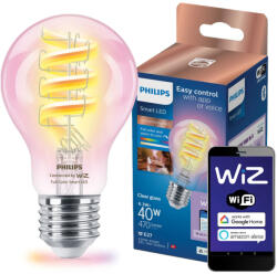 Philips LED izzó E27 A60 6, 3 W = 40 W CCT + RGB többszínű FILAMENT SMART WiFi Philips WiZ (PHWIZ0620)