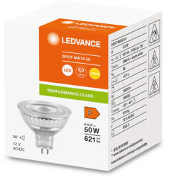 OSRAM LED izzó MR16 GU5.3 6.5W = 50W 621lm 3000K meleg fehér 12V FILAMENT LEDVANCE (4099854047992)