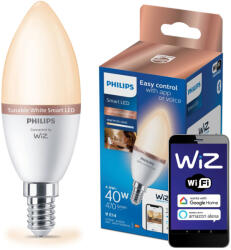 Philips LED izzó E14 C37 4.9W = 40W 470lm 2700-6500K SMART WiFi Philips WiZ (PHWIZ0690)