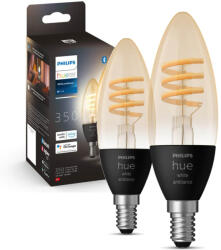 Philips 2PAK LED-es gyertyakörte E14 B40 4, 6 W CCT PHILIPS HUE fehér és hangulati izzószál Bluetooth Zigbee (8719514411869)