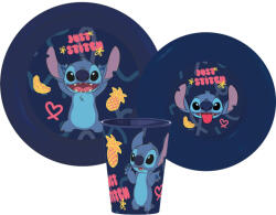 Exity Disney Lilo és Stitch Palms étkészlet, műanyag szett, pohárral 260 ml NETELIC976 (NETELIC976)