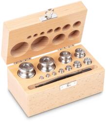 KERN súlykészlet precíziós mérlegekhez 1 g - 200 g fa dobozban, OIML M1 súlyosztály (344-04)