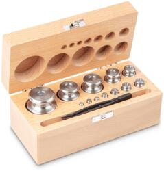 KERN súlykészlet precíziós mérlegekhez 1 g - 500 g fa dobozban, OIML M1 súlyosztály, hitelesíthető (344-05)