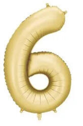 Partydeco Számos lufi 34" 86cm óriás matt Arany szám, számjegy 6-os (LUFI466063)
