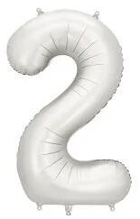 Partydeco Számos lufi 34" 86cm óriás matt Ezüst szám, számjegy 2-es (LUFI997169)