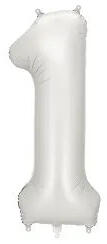 Partydeco Számos lufi 34" 86cm óriás matt Ezüst fólia szám, számjegy 1-es (LUFI475925)